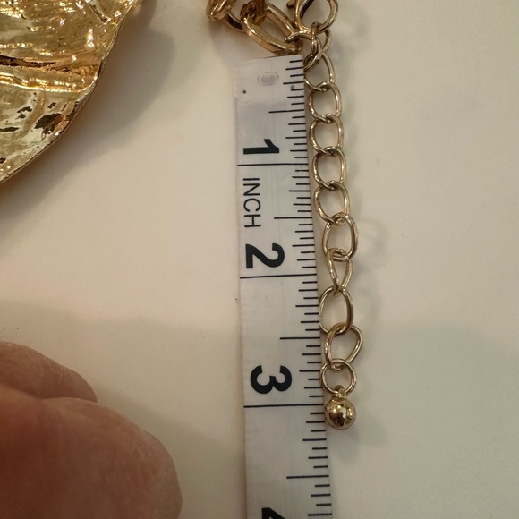 Gold Tone Hammered Crescent Bib Statement 15”L Necklace UNISEX - Picture 10 of 10